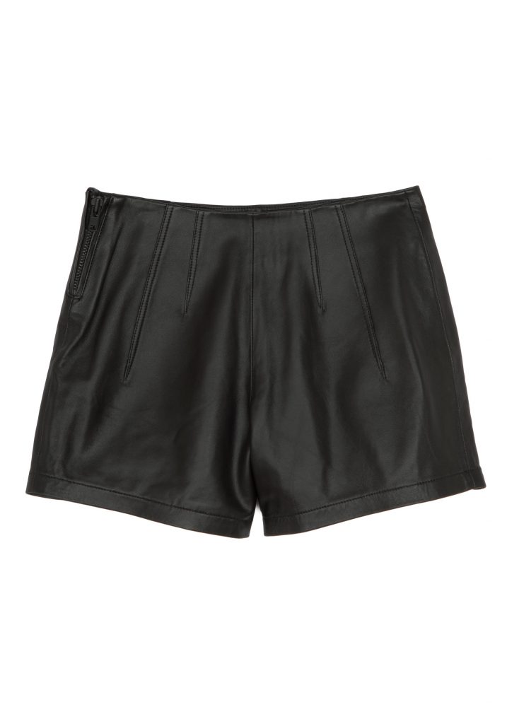 mid rise leather shorts
